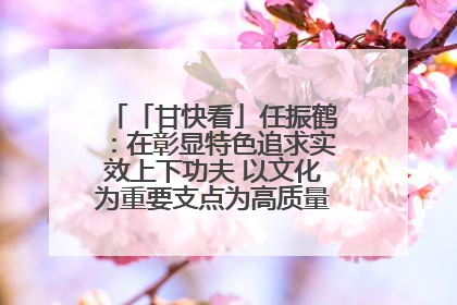 「甘快看」任振鹤：在彰显特色追求实效上下功夫 以文化为重要支点为高质量发展增添动能