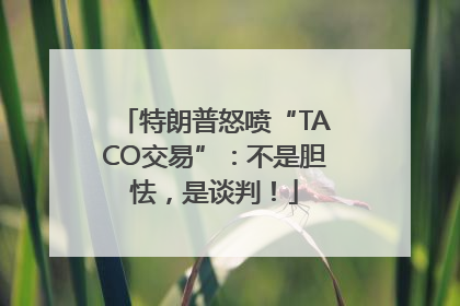 特朗普怒喷“TACO交易”：不是胆怯，是谈判！