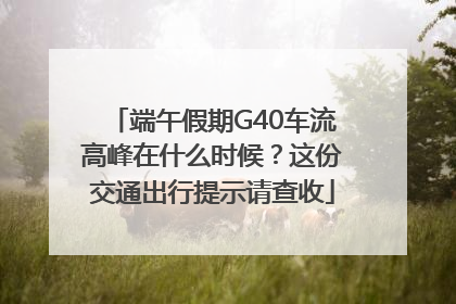 端午假期G40车流高峰在什么时候？这份交通出行提示请查收