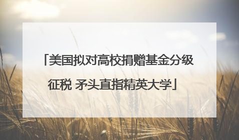 美国拟对高校捐赠基金分级征税 矛头直指精英大学