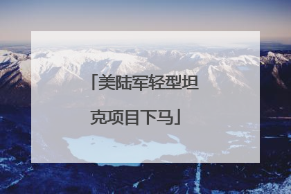 美陆军轻型坦克项目下马