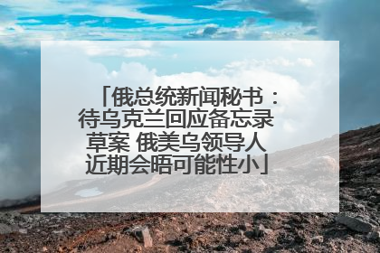 俄总统新闻秘书：待乌克兰回应备忘录草案 俄美乌领导人近期会晤可能性小