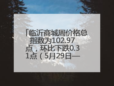 临沂商城周价格总指数为102.97点，环比下跌0.31点（5月29日—6月4日）