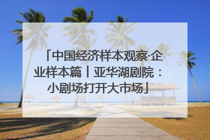 中国经济样本观察·企业样本篇︱亚华湖剧院：小剧场打开大市场