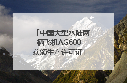 中国大型水陆两栖飞机AG600获颁生产许可证