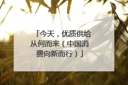 今天，优质供给从何而来（中国消费向新而行）