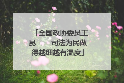 全国政协委员王昆——司法为民做得越细越有温度