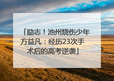 励志！池州烧伤少年方益凡：经历23次手术后的高考逆袭
