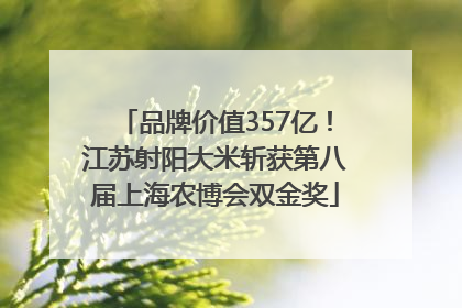 品牌价值357亿！江苏射阳大米斩获第八届上海农博会双金奖