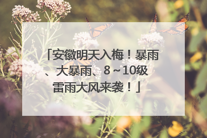 安徽明天入梅！暴雨、大暴雨、8～10级雷雨大风来袭！