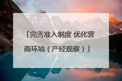 完善准入制度 优化营商环境（产经观察）