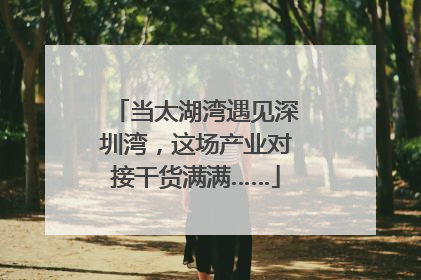 当太湖湾遇见深圳湾，这场产业对接干货满满……