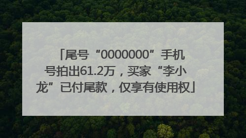 尾号“0000000”手机号拍出61.2万，买家“李小龙”已付尾款，仅享有使用权