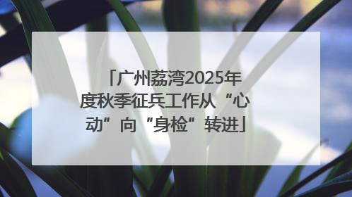 广州荔湾2025年度秋季征兵工作从“心动”向“身检”转进