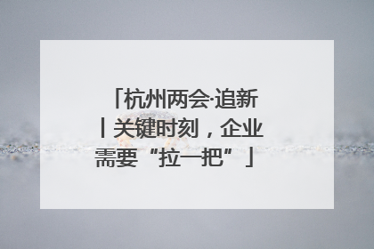 杭州两会·追新丨关键时刻，企业需要“拉一把”
