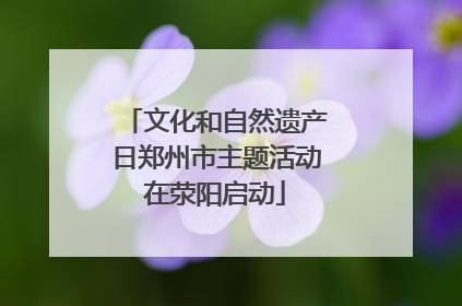 文化和自然遗产日郑州市主题活动在荥阳启动