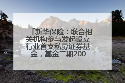 新华保险：联合相关机构参与发起设立行业首支私募证券基金，基金二期200亿元已募集完毕
