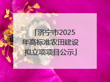 济宁市2025年高标准农田建设拟立项项目公示