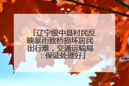 辽宁绥中县村民反映暴雨致桥损坏居民出行难，交通运输局：保证处理好