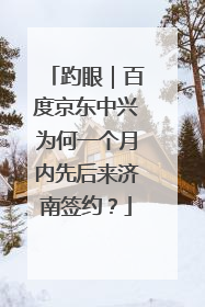 趵眼｜百度京东中兴为何一个月内先后来济南签约？