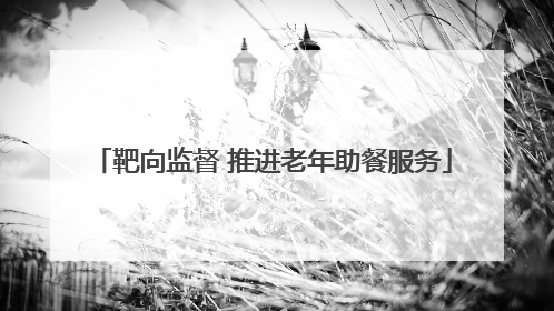 靶向监督 推进老年助餐服务