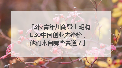 3位青年川商登上胡润U30中国创业先锋榜，他们来自哪些赛道？