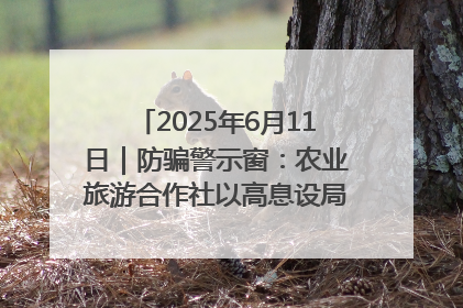 2025年6月11日｜防骗警示窗：农业旅游合作社以高息设局，集资380万