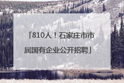 810人！石家庄市市属国有企业公开招聘