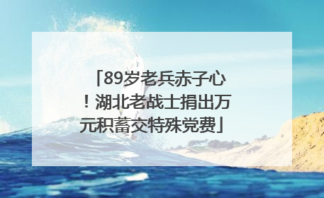 89岁老兵赤子心！湖北老战士捐出万元积蓄交特殊党费